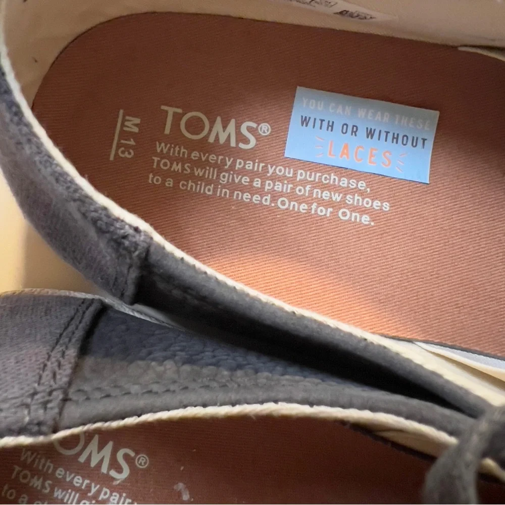 TOMS Mens Dark Gray Classic Lace Up Flat Casual Shoes Size 13